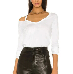 NWT n:philanthropy Wall bodysuit long sleeve open shoulder cutout top white smal